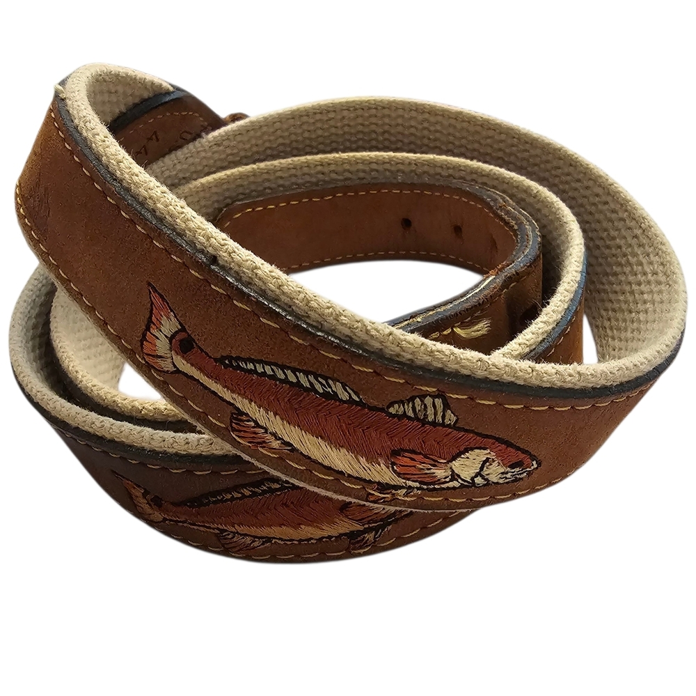 Zeppelin Embroidered and Embossed Fish Leather Belt  44